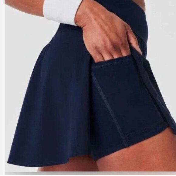 NWT SPANX Midnight Navy MOVING SKORT 14” BUILT IN SHORTS 6.5” INSEAM POCKETS L - Picture 7 of 12